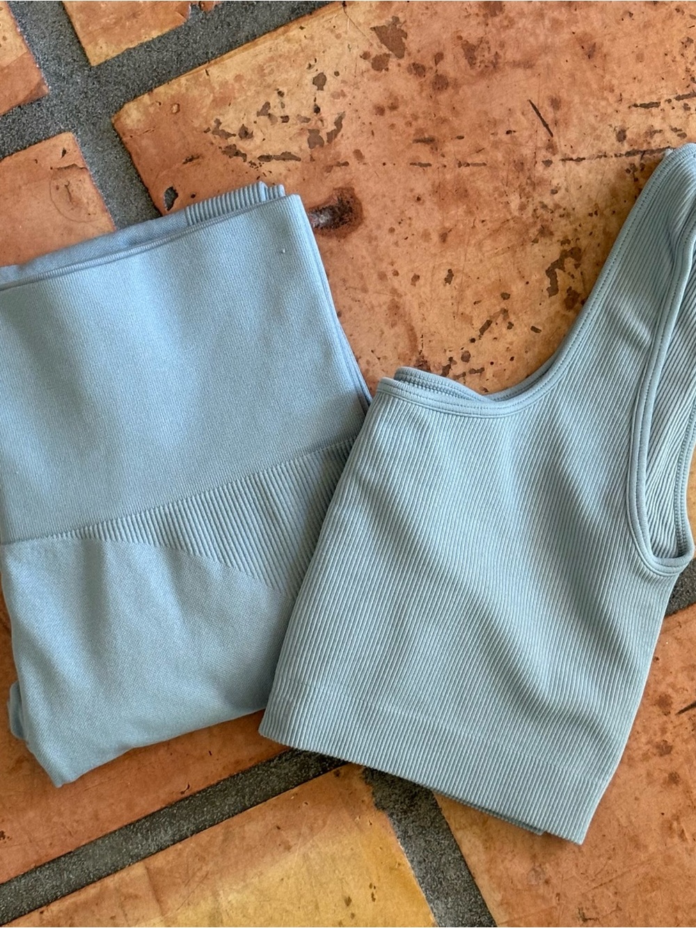 Light Blue Ribbed Active Set - Picture 1 of 2
